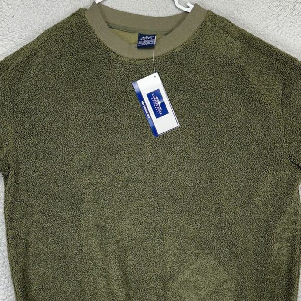 Charles River Apparel Shearling Fleece Sweatshirt Mens XL Green Crew Neck NEW